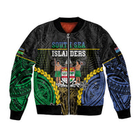 Personalised South Sea Islanders And Fiji Sleeve Zip Bomber Jacket Kanakas Fijian Tapa Pattern