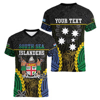 Personalised South Sea Islanders And Fiji Women V-Neck T-Shirt Kanakas Fijian Tapa Pattern