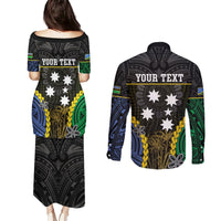 Personalised South Sea Islanders And Solomon Islands Couples Matching Puletasi and Long Sleeve Button Shirt Kanakas Polynesian Pattern LT05 - Polynesian Pride