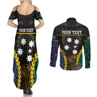 Personalised South Sea Islanders And Solomon Islands Couples Matching Summer Maxi Dress and Long Sleeve Button Shirt Kanakas Polynesian Pattern LT05 - Polynesian Pride