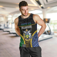 Personalised South Sea Islanders And Solomon Islands Men Tank Top Kanakas Polynesian Pattern LT05 Black - Polynesian Pride