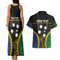 Personalised South Sea Islanders And Vanuatu Couples Matching Tank Maxi Dress and Hawaiian Shirt Kanakas Sand Drawing Pattern
