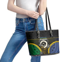 South Sea Islanders And Vanuatu Leather Tote Bag Kanakas Sand Drawing Pattern