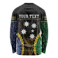 Personalised South Sea Islanders And Vanuatu Long Sleeve Shirt Kanakas Sand Drawing Pattern LT05 - Polynesian Pride