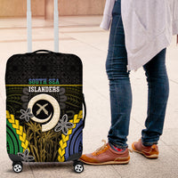 South Sea Islanders And Vanuatu Luggage Cover Kanakas Sand Drawing Pattern LT05 Black - Polynesian Pride