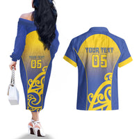Custom James Cook High School Couples Matching Off The Shoulder Long Sleeve Dress and Hawaiian Shirt Maori Koru Pattern LT05 - Polynesian Pride