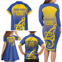Custom James Cook High School Family Matching Long Sleeve Bodycon Dress and Hawaiian Shirt Maori Koru Pattern