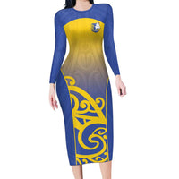 Custom James Cook High School Family Matching Long Sleeve Bodycon Dress and Hawaiian Shirt Maori Koru Pattern