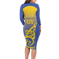 Custom James Cook High School Family Matching Long Sleeve Bodycon Dress and Hawaiian Shirt Maori Koru Pattern