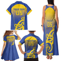Custom James Cook High School Family Matching Tank Maxi Dress and Hawaiian Shirt Maori Koru Pattern