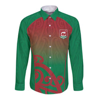 Custom Onehunga High School Long Sleeve Button Shirt Maori Koru Pattern