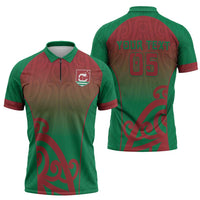 Custom Onehunga High School Zipper Polo Shirt Maori Koru Pattern