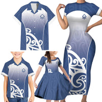 Custom New Zealand Aotea College Family Matching Short Sleeve Bodycon Dress and Hawaiian Shirt Maori Koru Pattern
