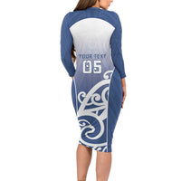 Custom New Zealand Aotea College Long Sleeve Bodycon Dress Maori Koru Pattern LT05 - Polynesian Pride