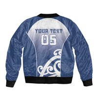 Custom New Zealand Aotea College Sleeve Zip Bomber Jacket Maori Koru Pattern
