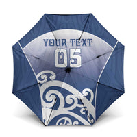 Custom New Zealand Aotea College Umbrella Maori Koru Pattern LT05 One Size Folded 11.42 inch Opened Diameter 37.4 inch Blue - Polynesian Pride
