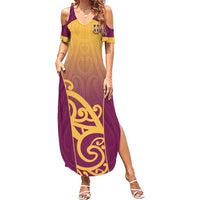 Custom Waiuku College Family Matching Summer Maxi Dress and Hawaiian Shirt Maori Koru Pattern