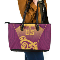 Custom Waiuku College Leather Tote Bag Maori Koru Pattern