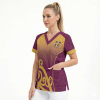 Custom Waiuku College Scrub Top Maori Koru Pattern LT05 - Polynesian Pride