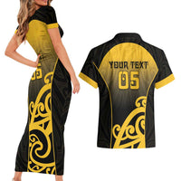 Custom Motueka High School Couples Matching Short Sleeve Bodycon Dress and Hawaiian Shirt Maori Koru Pattern LT05 - Polynesian Pride