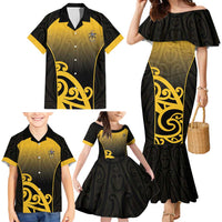 Custom Motueka High School Family Matching Mermaid Dress and Hawaiian Shirt Maori Koru Pattern