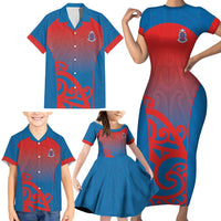 Custom St Joseph's Maori Girls' College Family Matching Short Sleeve Bodycon Dress and Hawaiian Shirt Maori Koru Pattern