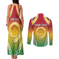 Personalised Vanuatu Couples Matching Tank Maxi Dress and Long Sleeve Button Shirt Proud To Be A Ni-Van With Tribal Pattern