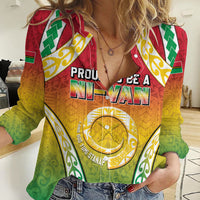 Personalised Vanuatu Women Casual Shirt Proud To Be A Ni-Van With Tribal Pattern LT05 Female Reggae - Polynesian Pride