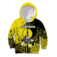 Personalised New Caledonia Day Kid Hoodie Kanaky Flag Coat Of Arms Polynesian Pattern