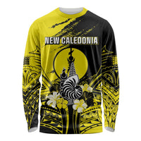 Personalised New Caledonia Day Long Sleeve Shirt Kanaky Flag Coat Of Arms Polynesian Pattern LT05 Unisex Yellow - Polynesian Pride