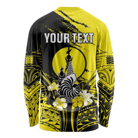 Personalised New Caledonia Day Long Sleeve Shirt Kanaky Flag Coat Of Arms Polynesian Pattern LT05 - Polynesian Pride