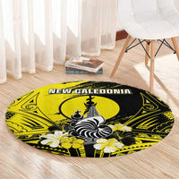 New Caledonia Day Round Carpet Kanaky Flag Coat Of Arms Polynesian Pattern LT05 - Polynesian Pride