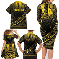 Personalised Polynesia Childhood Cancer Awareness Family Matching Long Sleeve Bodycon Dress and Hawaiian Shirt You Are Stronger Than Cancer