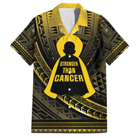 Personalised Polynesia Childhood Cancer Awareness Family Matching Off Shoulder Short Dress and Hawaiian Shirt You Are Stronger Than Cancer