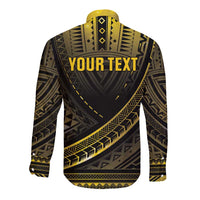 Personalised Polynesia Childhood Cancer Awareness Long Sleeve Button Shirt You Are Stronger Than Cancer