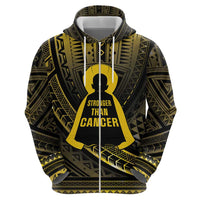 Personalised Polynesia Childhood Cancer Awareness Zip Hoodie You Are Stronger Than Cancer