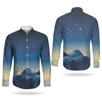 New Zealand Matariki Couples Matching Off Shoulder Short Dress and Long Sleeve Button Shirt Maori Waka With Silver Fern LT05 - Polynesian Pride