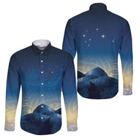 New Zealand Matariki Family Matching Long Sleeve Bodycon Dress and Hawaiian Shirt Maori Waka With Silver Fern LT05 Dad's Shirt - Long Sleeve Navy - Polynesian Pride