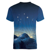 New Zealand Matariki Women V-Neck T-Shirt Maori Waka With Silver Fern LT05 - Polynesian Pride