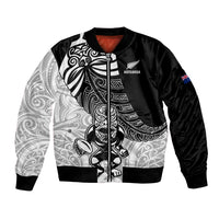 New Zealand Silver Fern Rugby Bomber Jacket World Cup 2023 Go Aotearoa Maori Pattern LT05 Unisex Black - Polynesian Pride