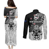 New Zealand Silver Fern Rugby Couples Matching Puletasi Dress and Long Sleeve Button Shirts World Cup 2023 Go Aotearoa Maori Pattern LT05 - Polynesian Pride