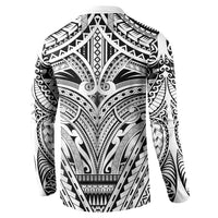 Polynesian Tattoo Inspired Cosplay Costume Button Sweatshirt Tribal Warrior White - Polynesian Pride