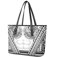 Polynesian Tattoo Inspired Cosplay Costume Leather Tote Bag Tribal Warrior White - Polynesian Pride