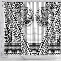 Polynesian Tattoo Inspired Cosplay Costume Shower Curtain Tribal Warrior White LT05 - Polynesian Pride