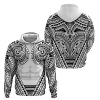 Polynesian Tattoo Inspired Cosplay Costume Zip Hoodie Tribal Warrior White - Polynesian Pride