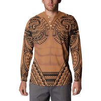 Polynesian Tattoo Inspired Cosplay Costume Button Sweatshirt Tribal Warrior - Polynesian Pride