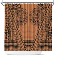 Polynesian Tattoo Inspired Cosplay Costume Shower Curtain Tribal Warrior LT05 Brown - Polynesian Pride