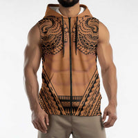 Polynesian Tattoo Inspired Cosplay Costume Sleeveless Zip Hoodie Tribal Warrior LT05 - Polynesian Pride
