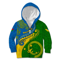 Malampa Day Kid Hoodie Sand Drawing Vanuatuan Pattern LT05 Zip Hoodie Green - Polynesian Pride