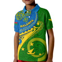 Malampa Day Kid Polo Shirt Sand Drawing Vanuatuan Pattern LT05 Kid Green - Polynesian Pride